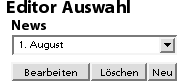 News-Auswahl in xirrus online Editor