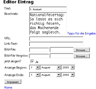 News-Eintrag in xirrus online Editor in Bearbeitung